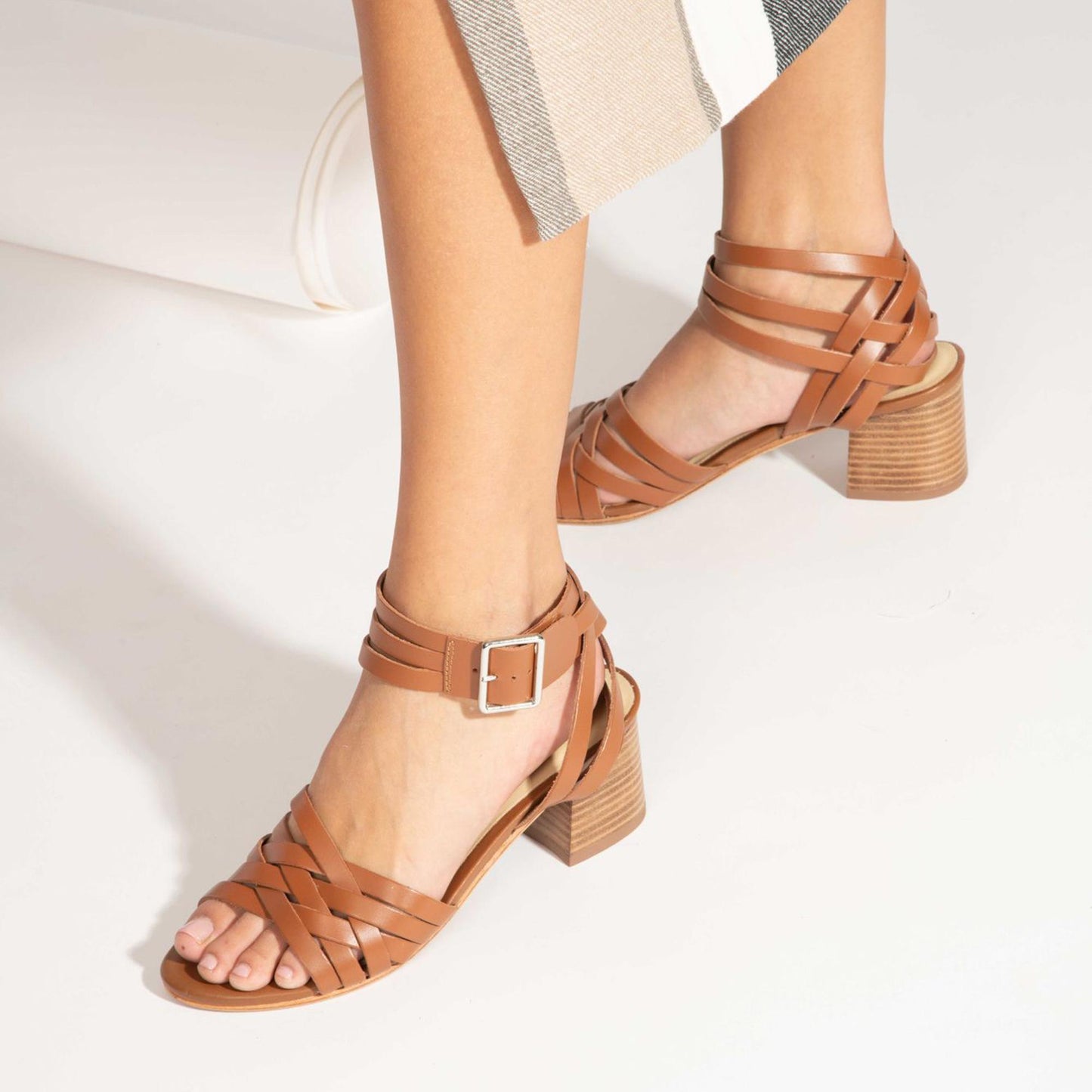 Nerine sandales en cuir camel