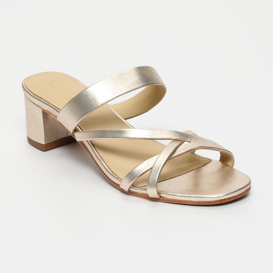 Nimat sandales en cuir platinium