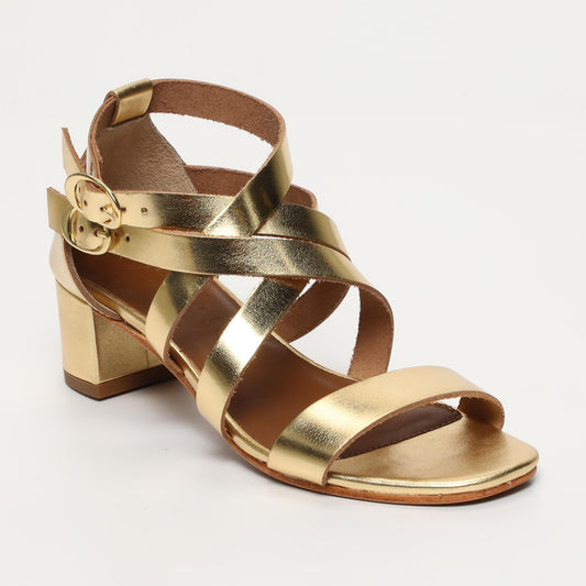 Nonna sandales en cuir dark gold