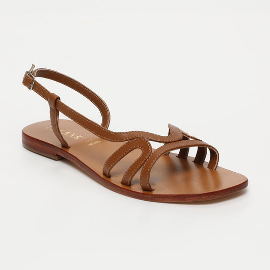 Nya sandales en cuir camel