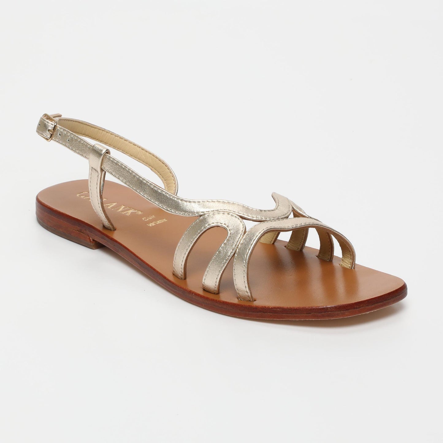 Nya sandales en cuir platinium