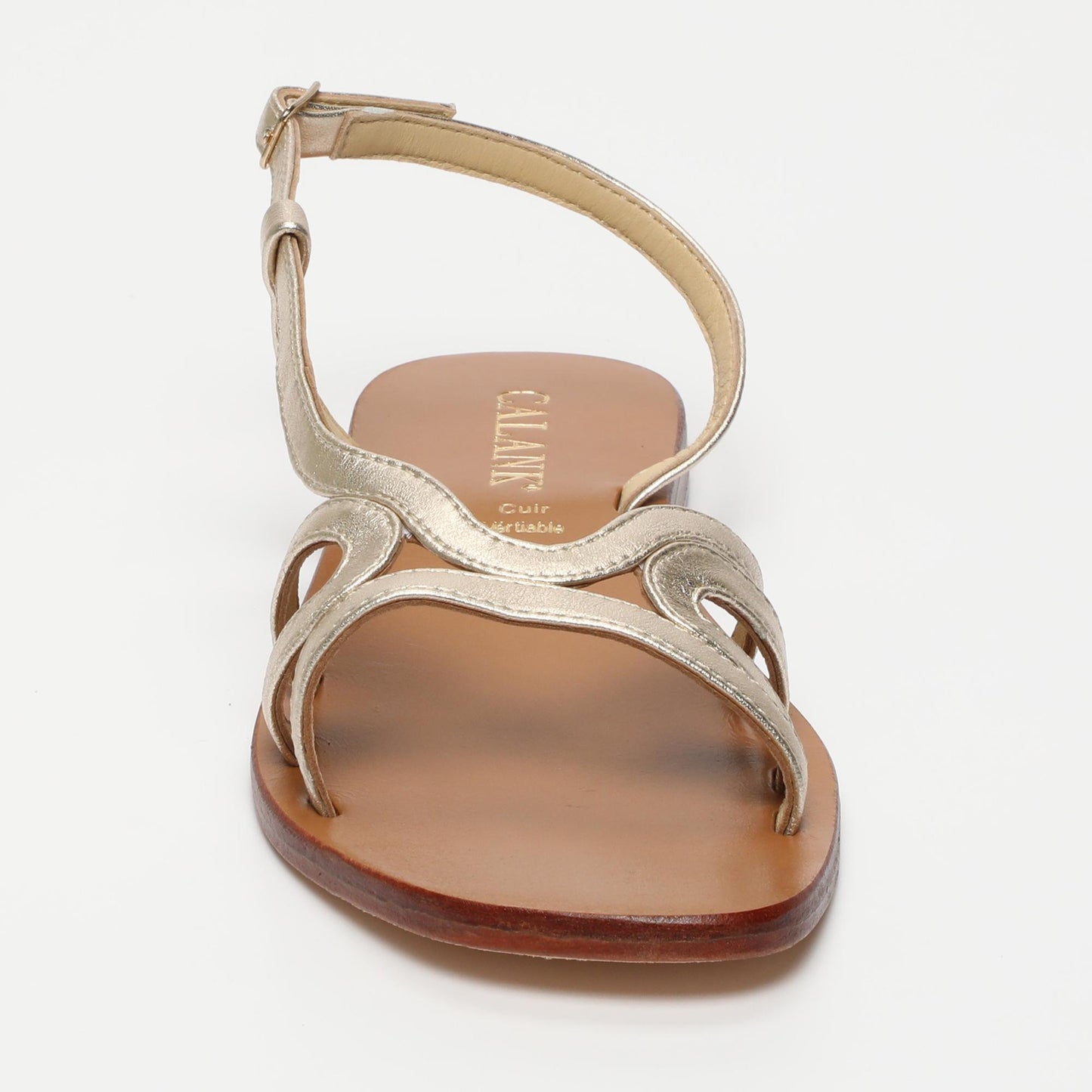 Nya sandales en cuir platinium