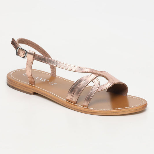 OBLIGADA sandales en cuir rosegold