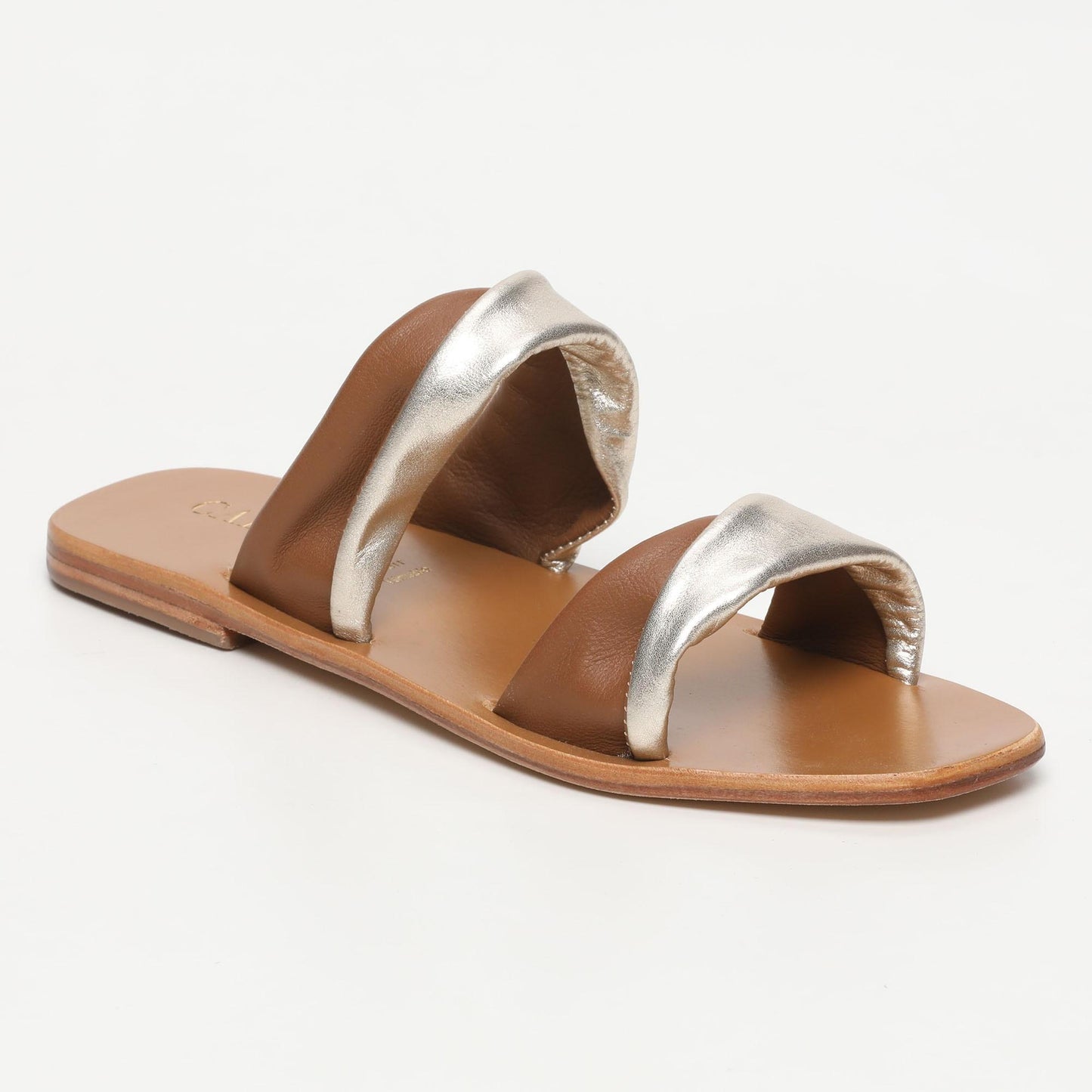 OLNIE sandales en cuir camel platinium