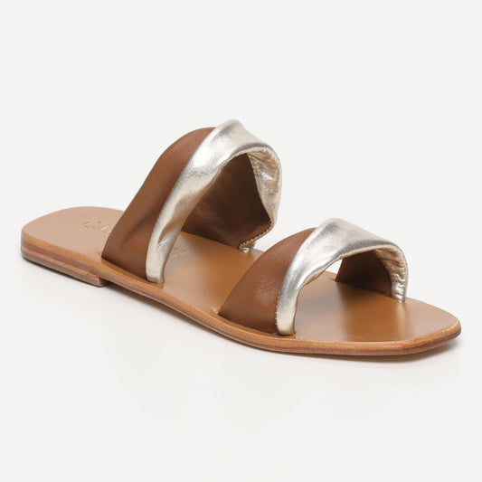OLNIE sandales en cuir camel platinium
