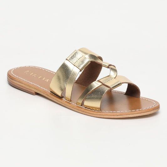 PANTAGONIA sandales en cuir dark gold