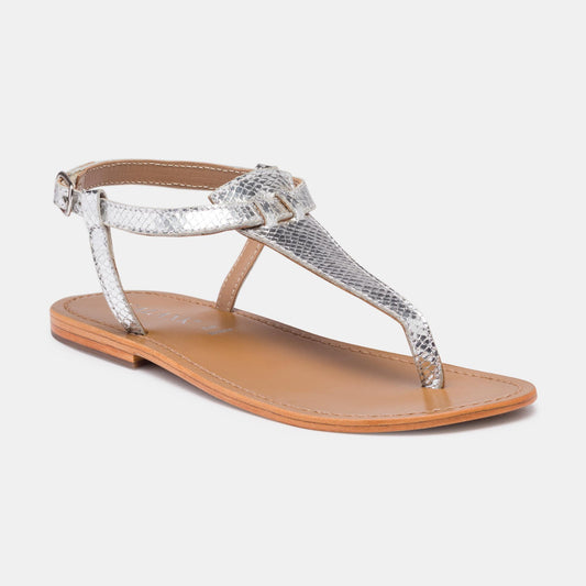 PEDERNERA sandales en cuir silver snake