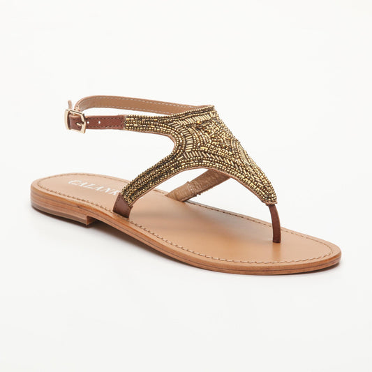 PHASIANA sandales en cuir camel