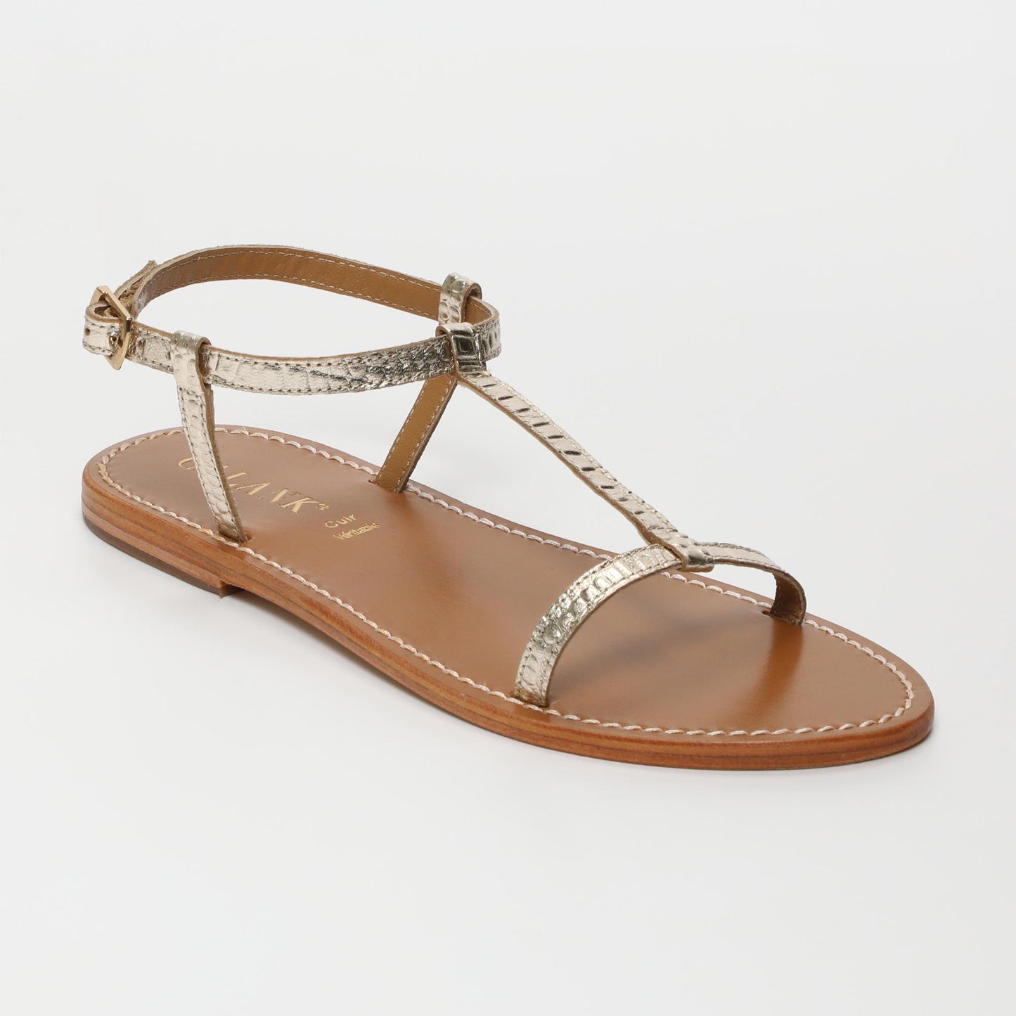 PRACA sandales en cuir lt gold croco