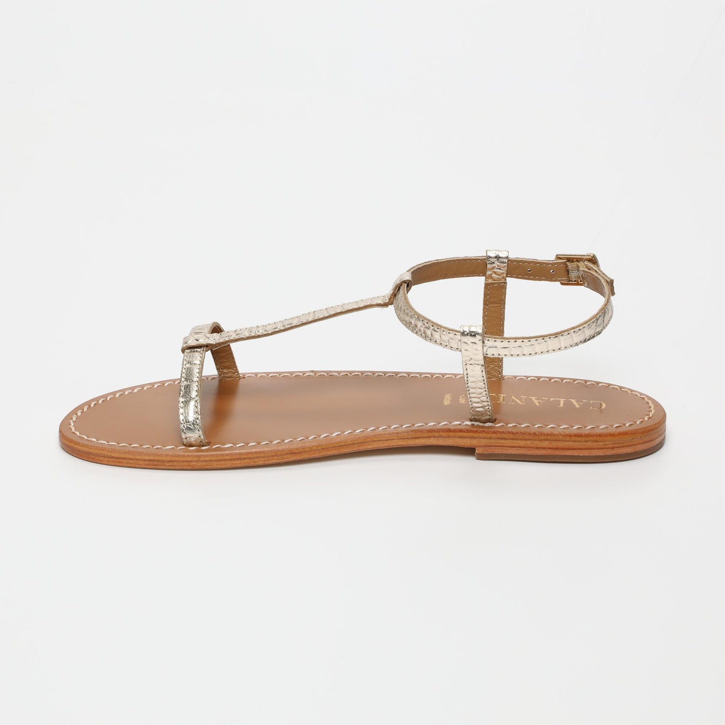 PRACA sandales en cuir lt gold croco