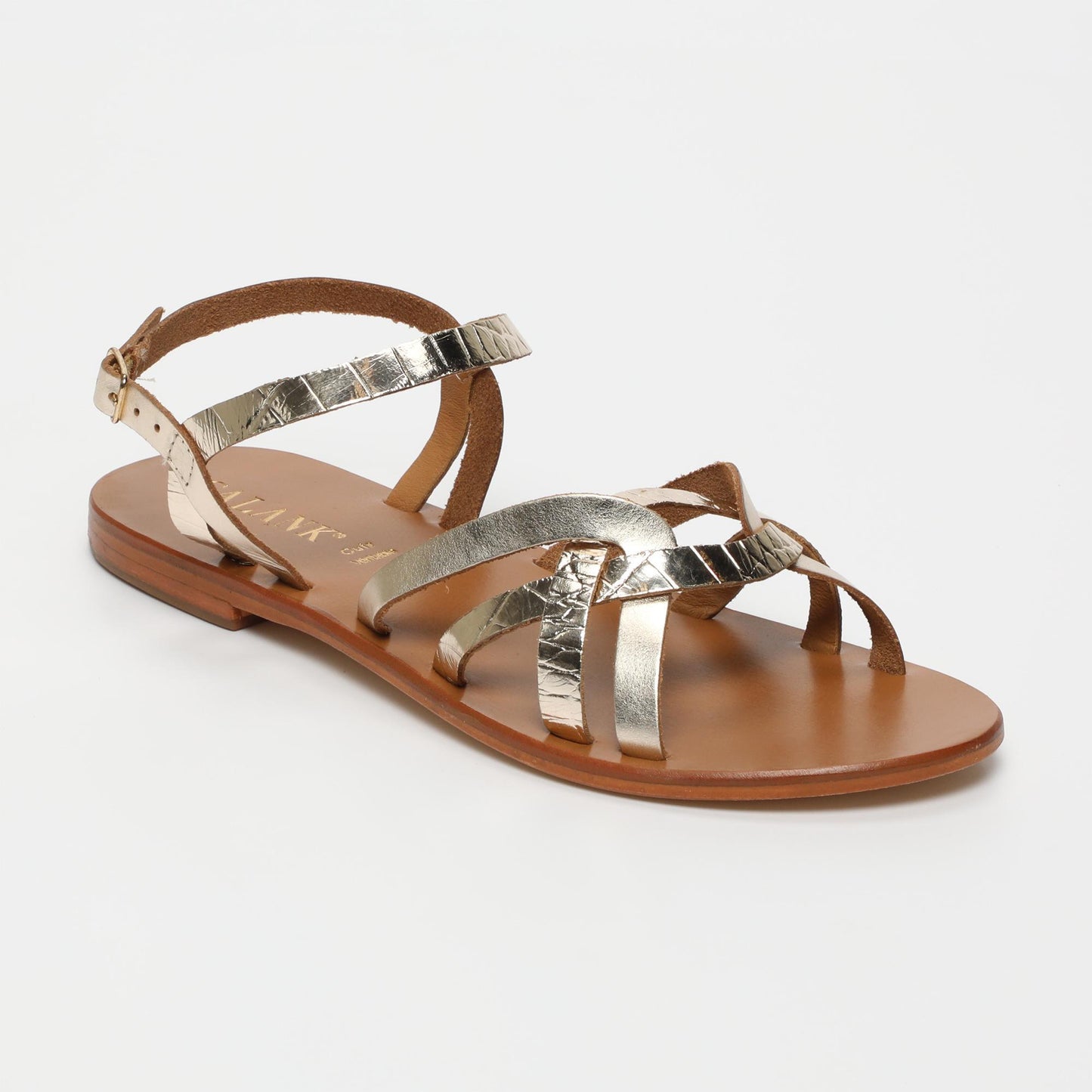 Quinn sandales en cuir gold lt gold croco