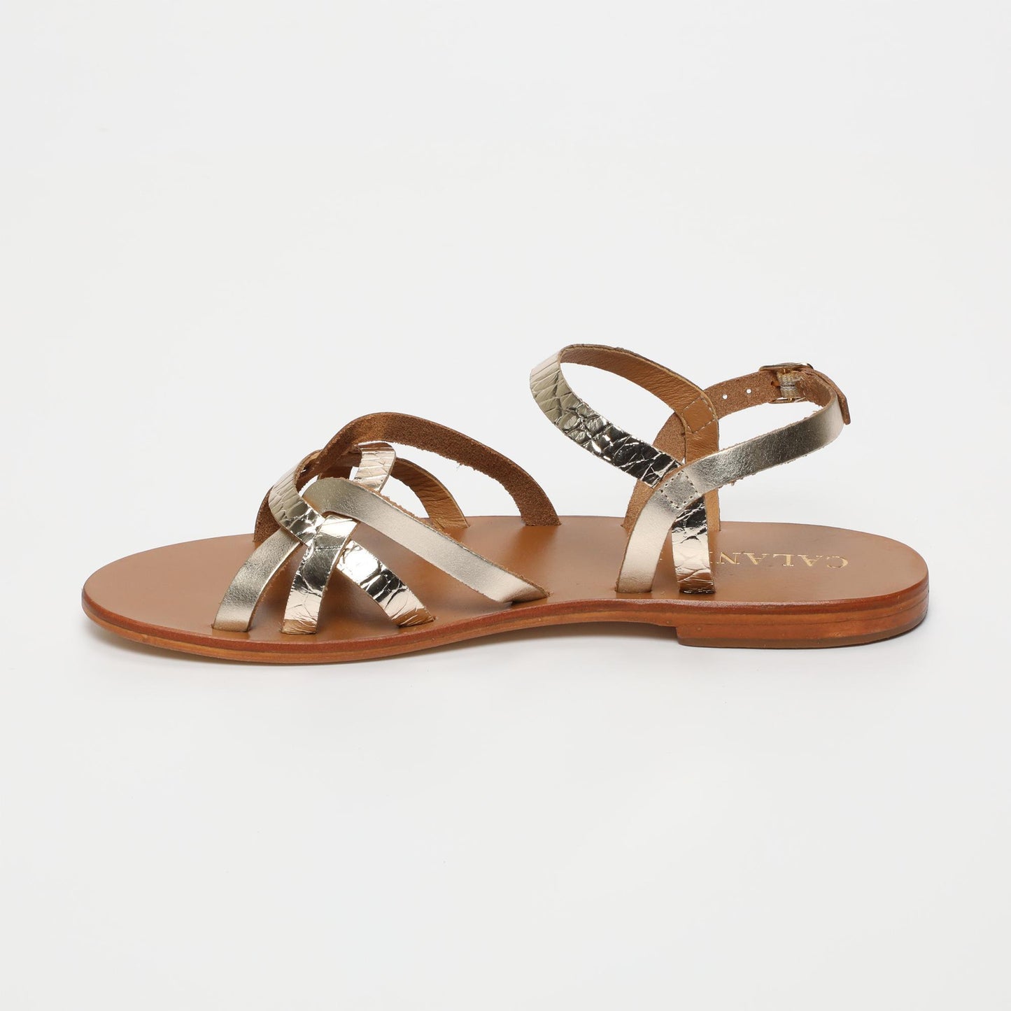 Quinn sandales en cuir gold lt gold croco