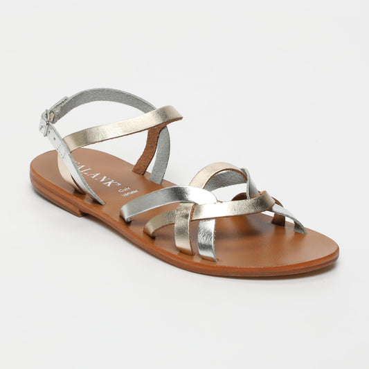 Quinn sandales en cuir silver gold