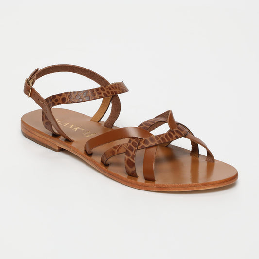 Quinn sandales en cuir tan tan croco