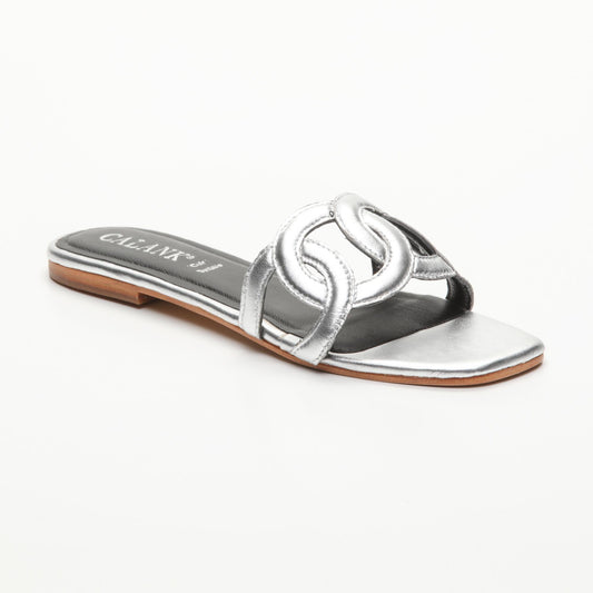 ROMI sandales en cuir silver