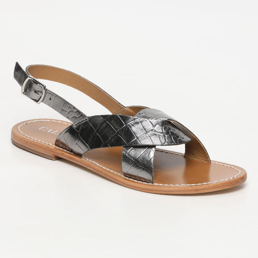 SILVINA sandales en cuir pewter