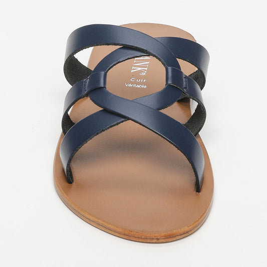 Sarah sandales en cuir navy