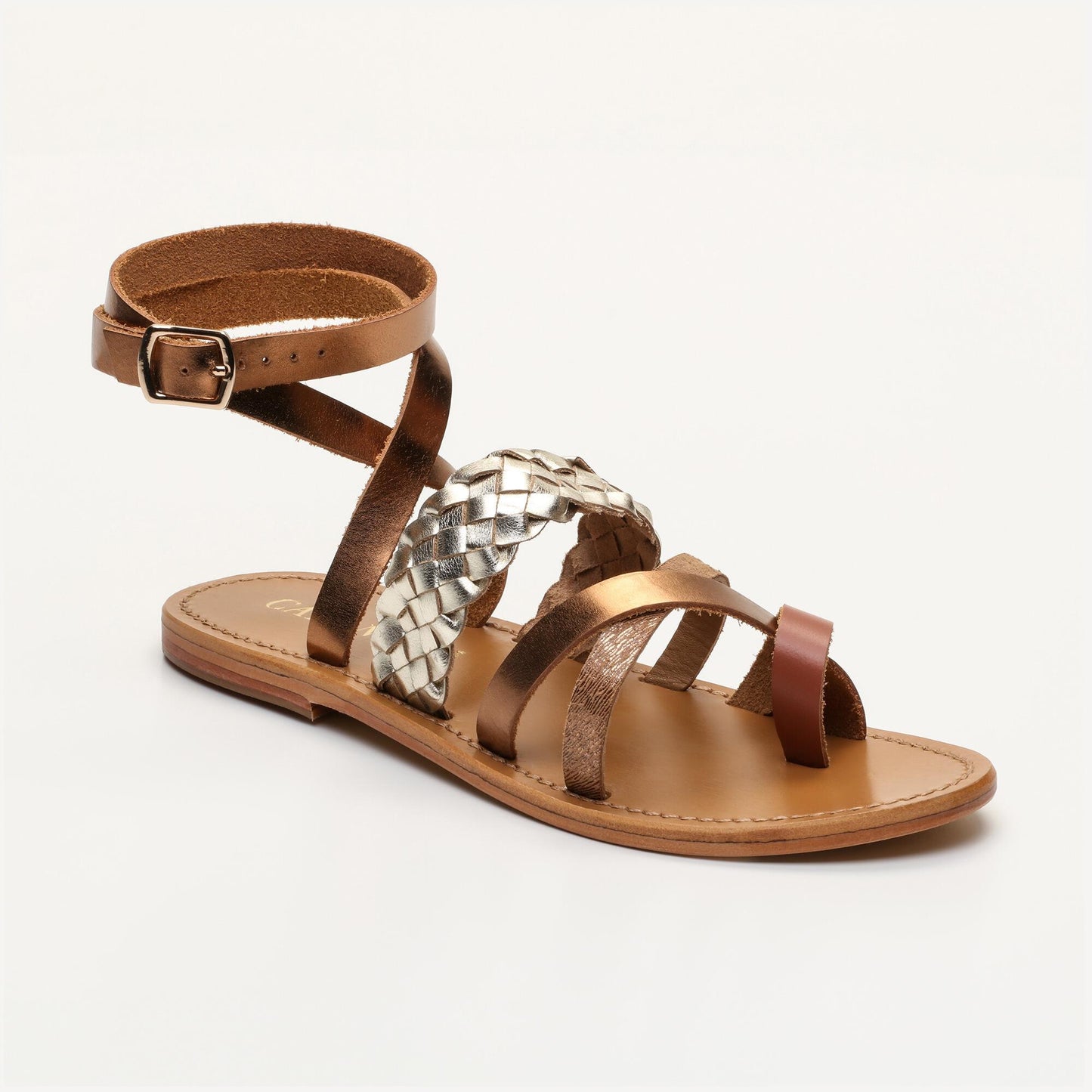 TAMBORITHA sandales en cuir tan bronze gold