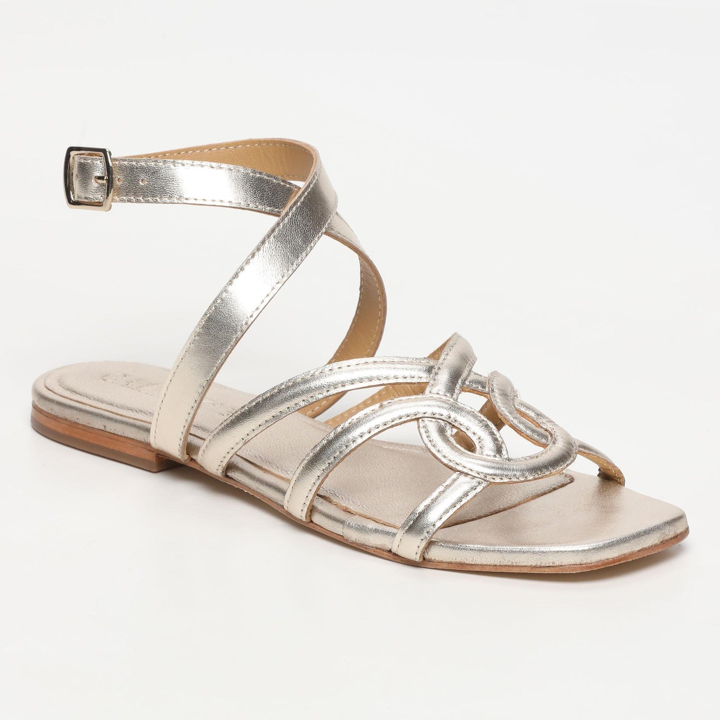 TEGUALDA sandales en cuir platinium