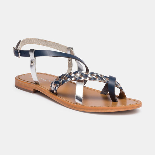 URUGUAIANA sandales en cuir navy silver gold