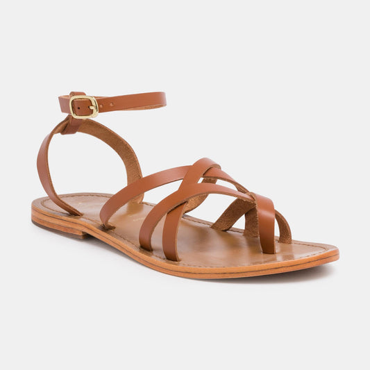 VARELA sandales en cuir camel