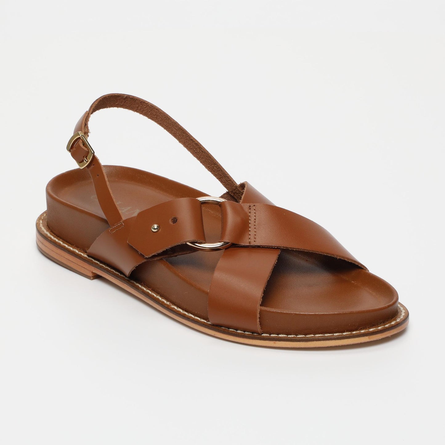 eilani sandales en cuir camel